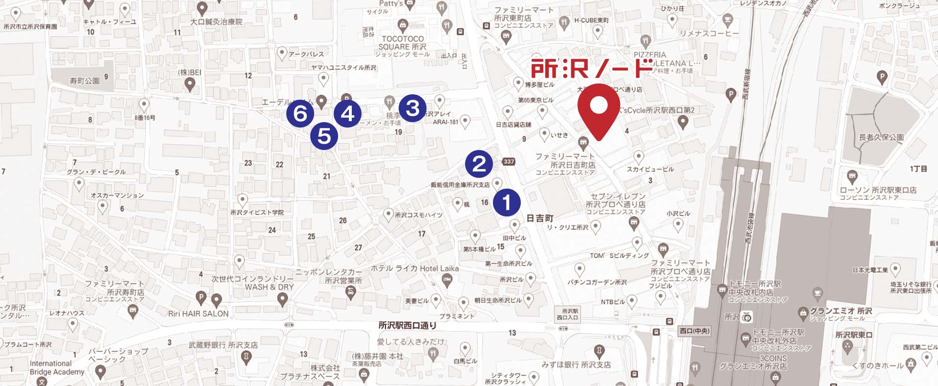 所沢ノード周辺駐車場地図